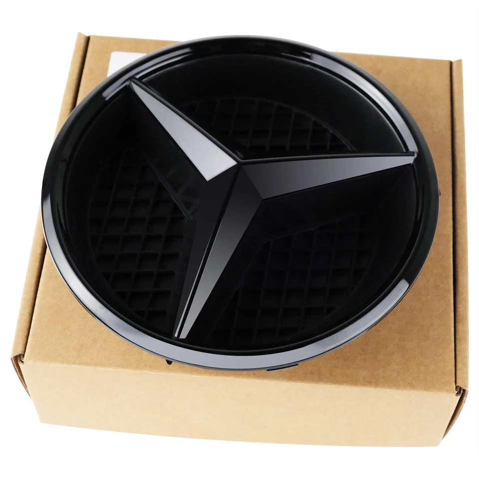 W213 E300 Black Convex Star Emblem Front Grille Badge For Mercedes Benz 2016-19 Foto 4 de 4