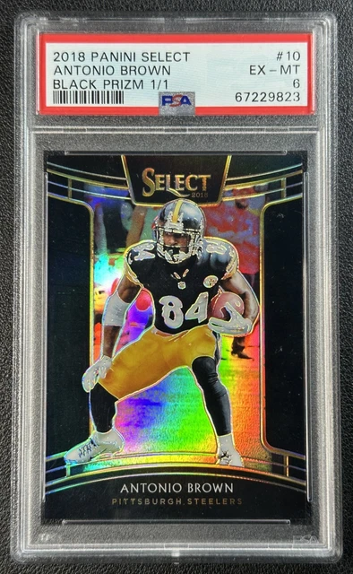 1/1 Antonio Brown PSA 6 2018 Panini Select #10 Black Prizm Concourse 1/1