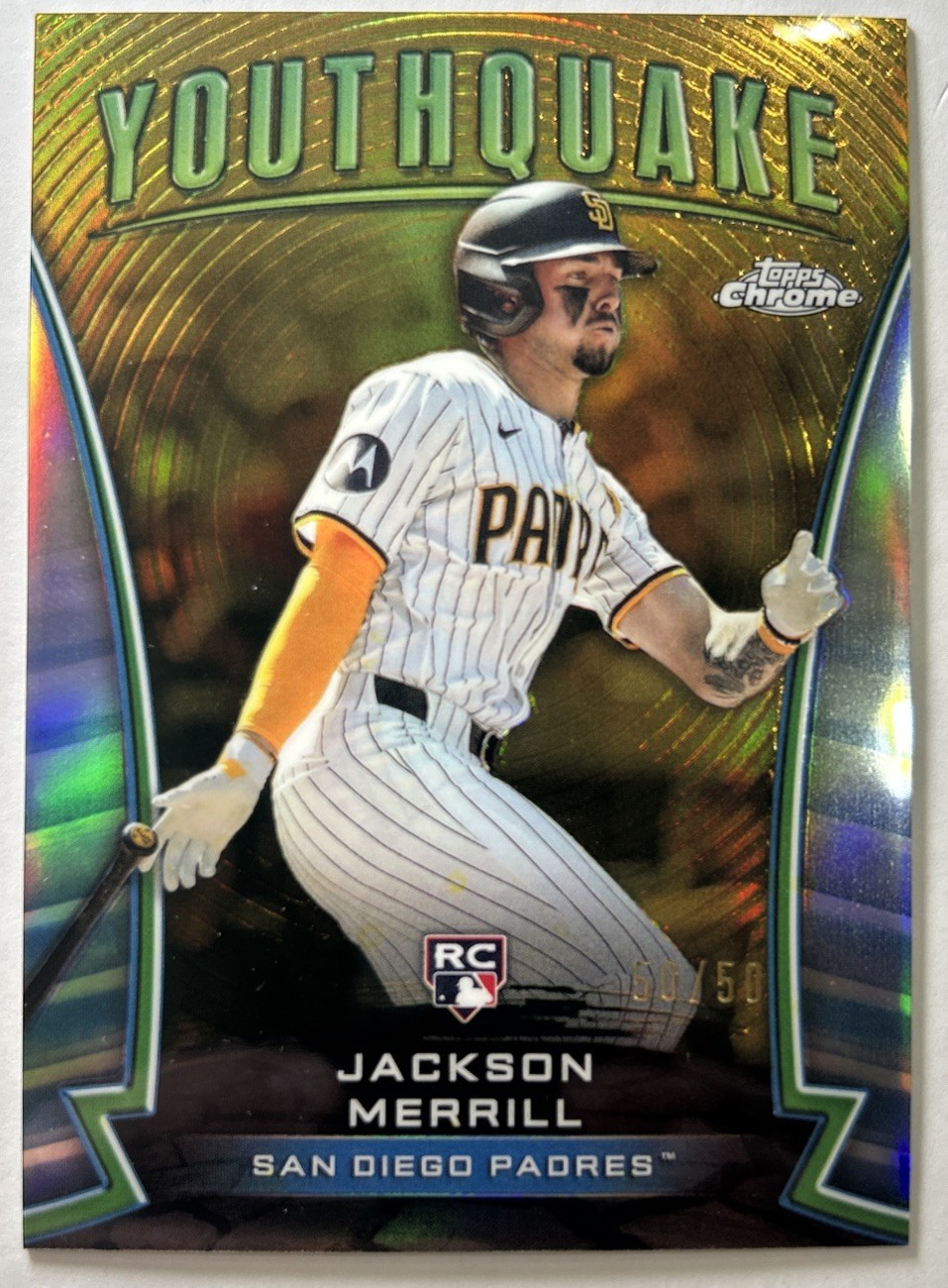 2024 Topps Chrome - Youthquake Jackson Merrill #YQ-8 Gold Refractor /50 (RC)