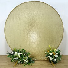 7.5 ft CHAMPAGNE Metallic Sequin Round Backdrop STAND COVER Party Events