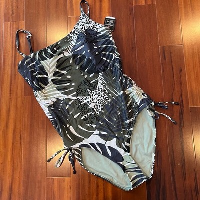 New NWT Bar III Swimsuit Leaf Animal Print Tropical One-Piece Swim Size Large