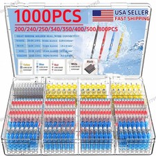 1000pcs Solder Seal Sleeve Heat Shrink Wire Connectors Butt Splice Terminals Kit