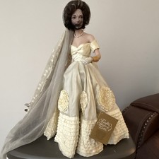 Franklin Heirloom Dolls Collector Porcelain Doll with Ivory Gown