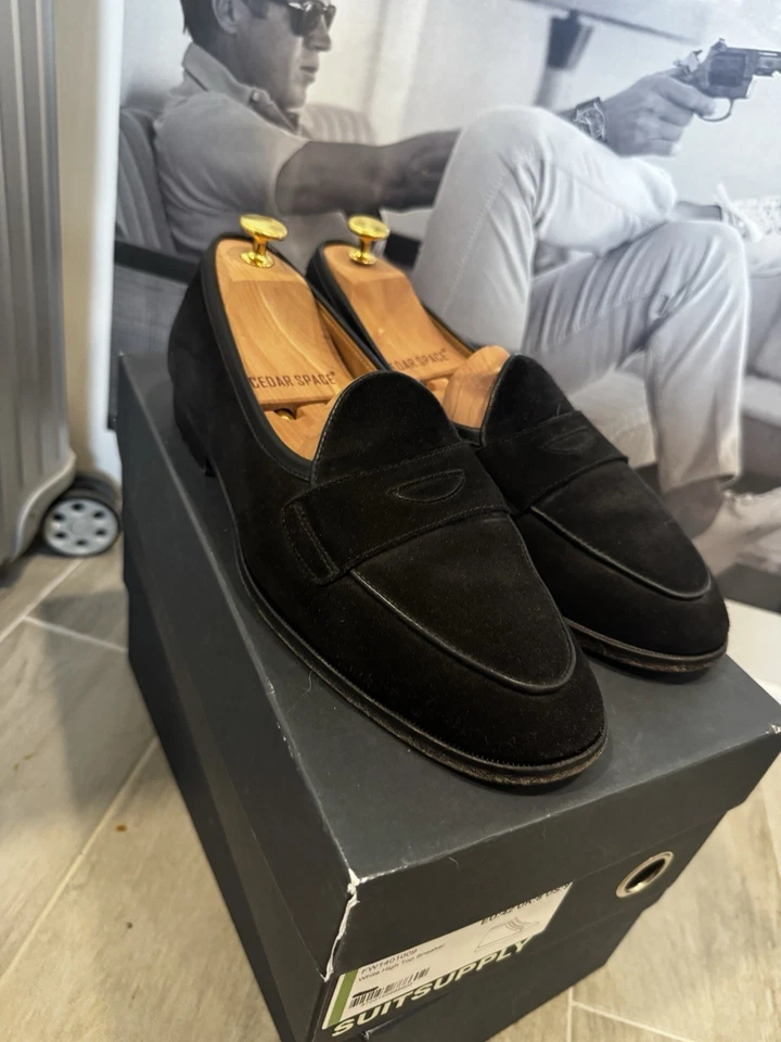 Мокасины SUITSUPPLY Recent Low Slip On Penny черные итальянская телячья замша 42/9 329 долл. США - Изображение 2 из 4