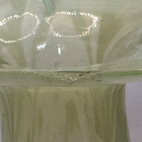 Victorian Vaseline Glass Vase Crimped/Frilled Edge c.1900 - At Fault - Picture 7 of 11