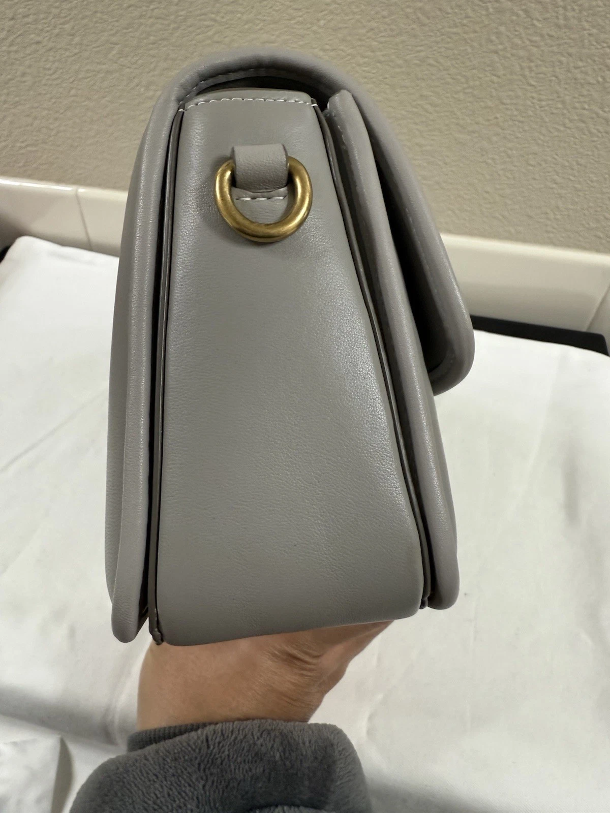 Borsa a tracolla Coach Studio in pelle trapuntata grigio tortora nuova senza etichetta