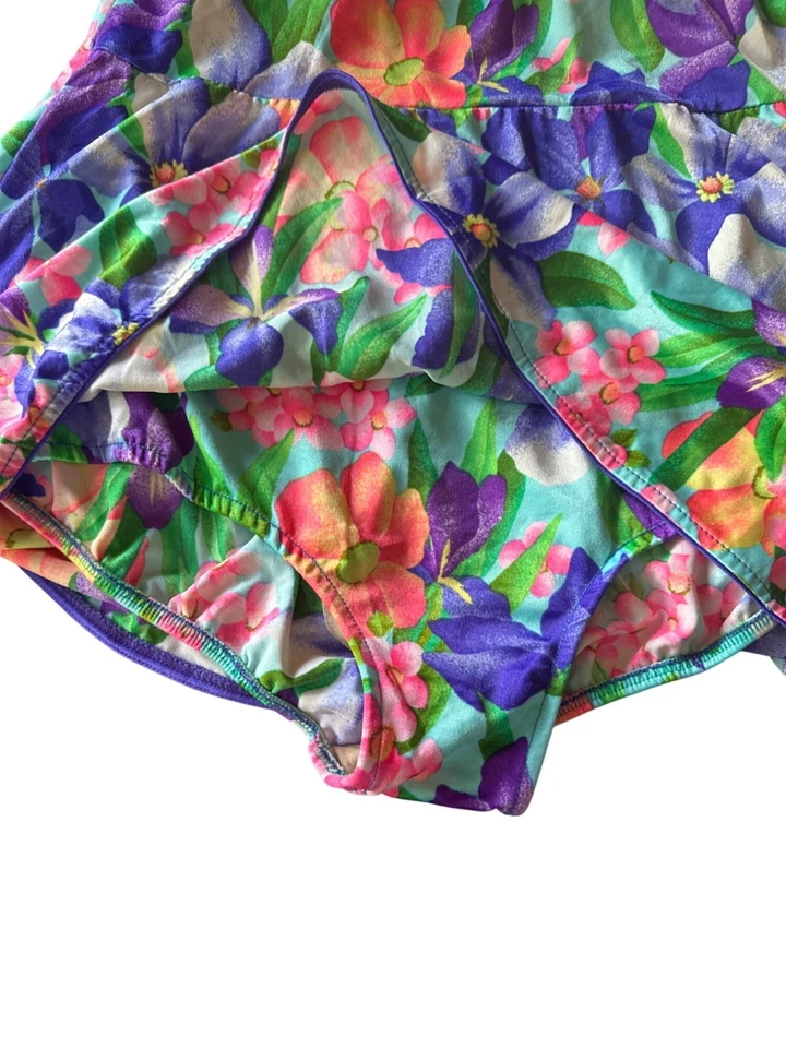 Traje de baño vintage Gabar para mujer de una pieza con falda estampado floral talla 18 hecho en EE. UU. Foto 2 de 4
