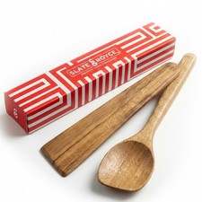 Wooden Spoon and Spatula Set, 2-Piece Non-Toxic Acacia Wood Cooking Utensils ...