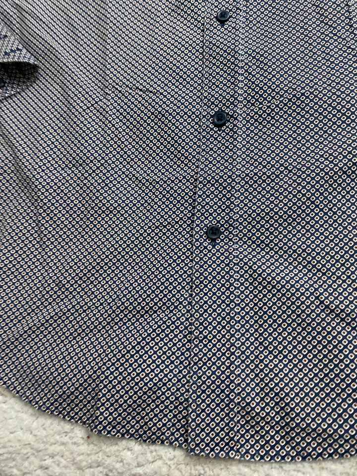 Черный коричневый мужчин геометрический длинным рукавом рубашка на пуговицах многоцветный размер 16 32/33 - Изображение 2 из 4