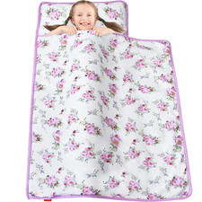 Floral Toddler Nap Mat with Pillow  Blanket, Lightweight, Fits Standard Cot