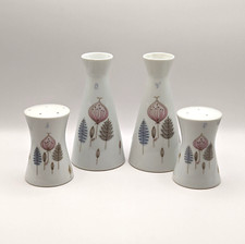 Oil & Vinegar Cruets w/ Salt & Pepper Shakers, Set of 4 MCM Atomic Leaves 