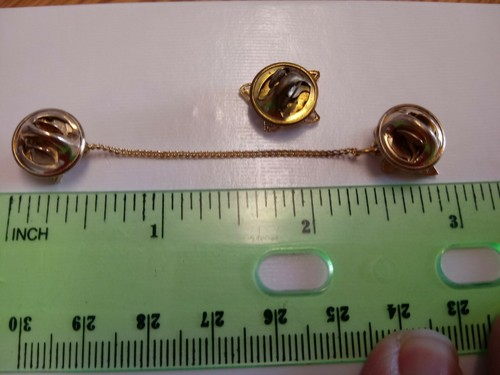 Vintage 2 Butterfly Pins w/ Chain about 3" Long & Single Butterfly Pin 1/2" USA - Picture 3 of 9
