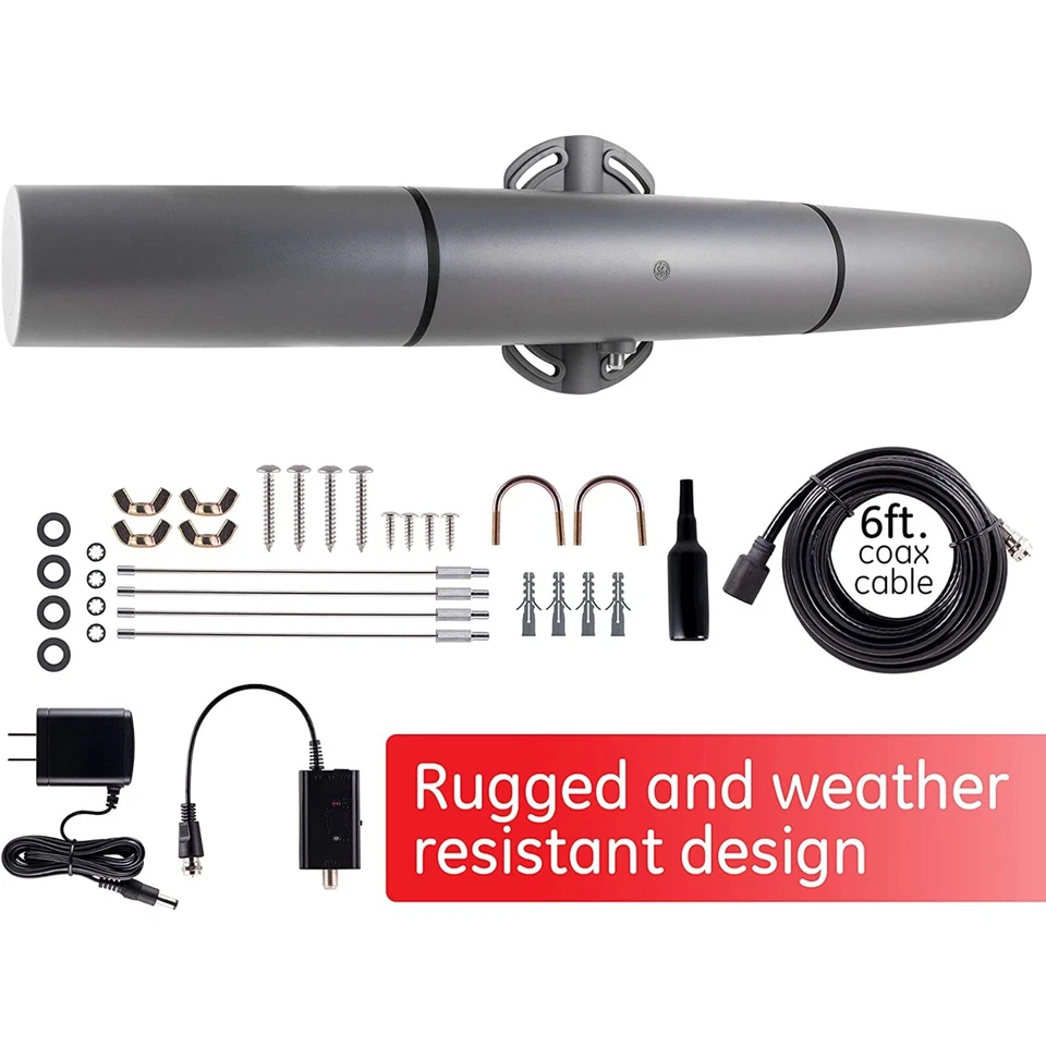 Antena de TV amplificada GE montaje exterior/ático, compatible con 4K 1080P  Foto 3 de 4