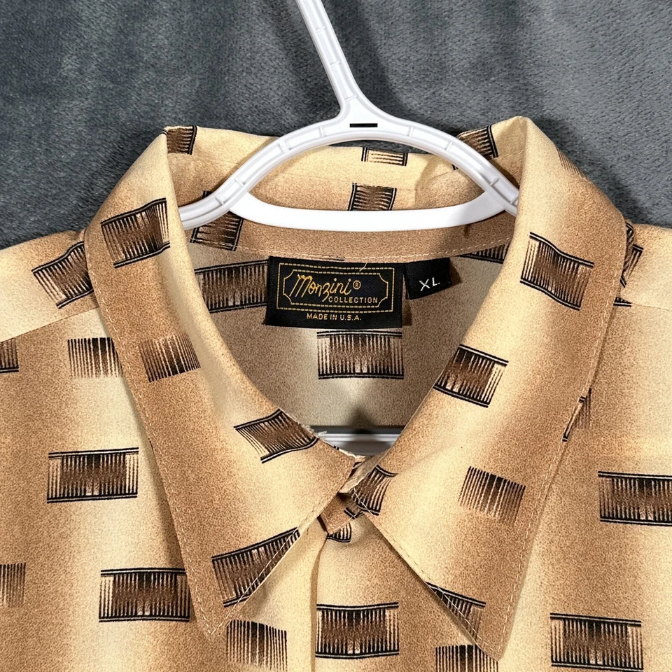 Camisa Colección Monzini De Colección Para Hombre XL 70s Rayas Art Deco Abstracto Geométrico Foto 2 de 4