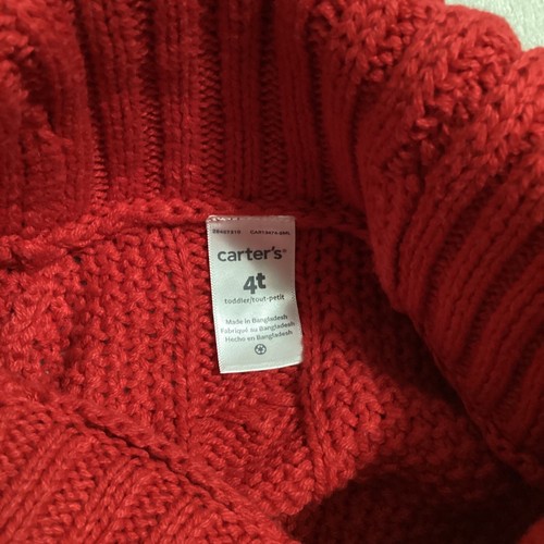 Carter's Girl 4t Red Poncho Sweater Turtleneck Cable Knit Cape Holiday NWT - Picture 6 of 12