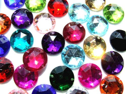 Faceted Beads Acrylic Rhinestone Gems 10 mm Round Flat Back Sew On All Colours - Picture 62 of 65