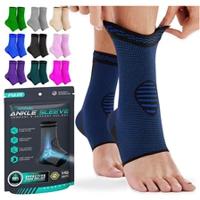 Foot & Ankle Brace Socks for Sprained Ankle Compression Sleeve, Blue (Medium)
