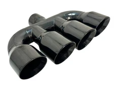 Quad Exhaust Tip Center 2.50 inlet 3.50 X 15.00  WQUAD35015-250-BC-SS Rolled Sla