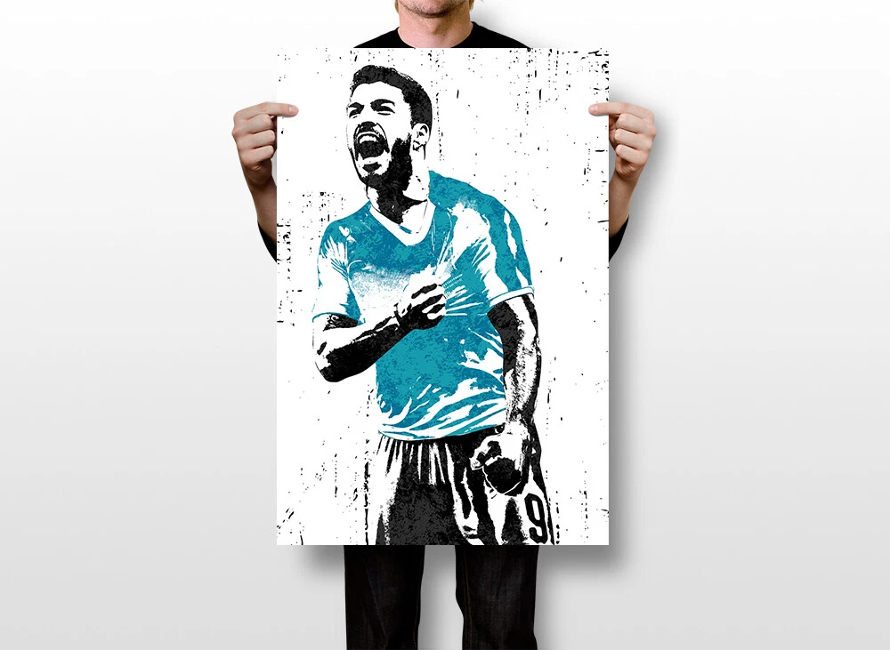 Quadro decorativo Poster Pop Art Suárez Jogador Futebol para sala