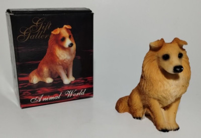 GIFT GALLERY Dog Figure Sheltie Gold Cast Creations Animal Nick Nack Collie 3'' H