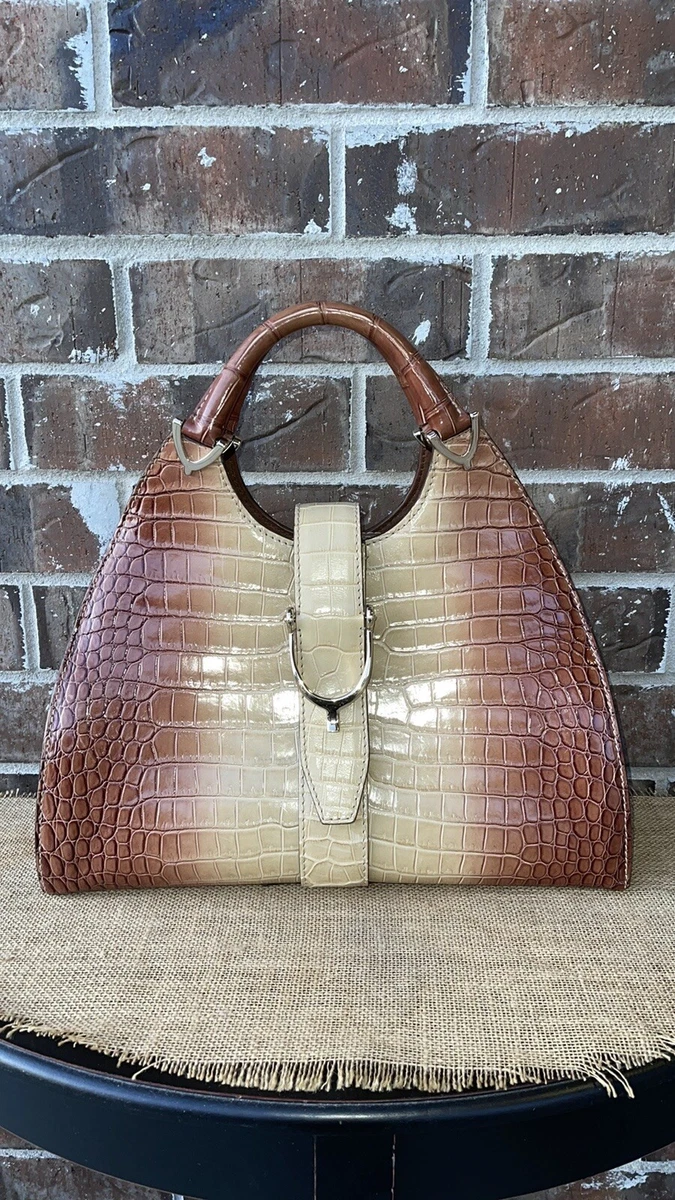 Limited Gucci Stirrup Crocodile Top Handle Bag