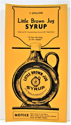 Vintage 1920's Little Brown Jug Maple Syrup Paper Label / Sign St Louis Mo