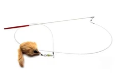  Rabbit Fur Mouse Teaser Wand Cat Toy - Carmel Color