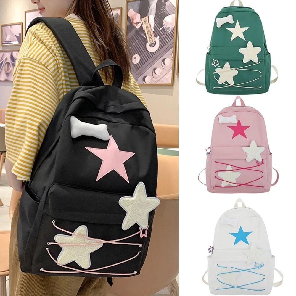Aesthetic School Shoulder Bag Nylon Schoolbag Cute Travel Satchel