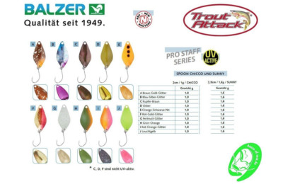 Balzer Trout Attack Chicco 0,8 g / Sunny 1,4 g Spoon Forelle Blinker Bait Area