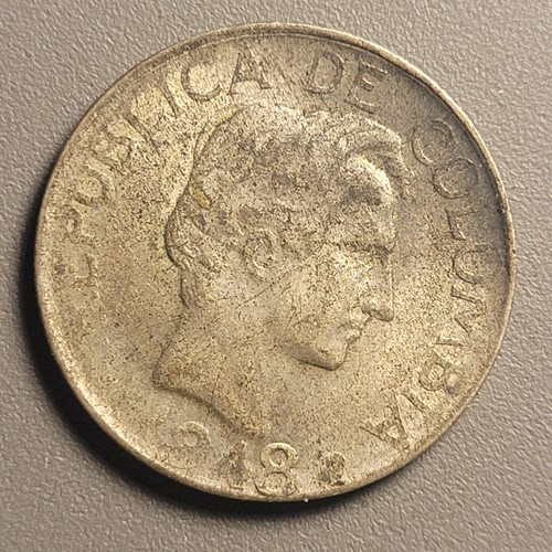 SELTENE 20 Centavos Silbermünze Kolumbien 1948 - Francisco de Paula Santander