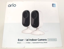 Arlo Essential Indoor  Security Camera 2K White 2 Pack VMC3260-100NAS