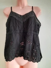 BNWT - LA VIEW - WOMENS BLACK CAMI TOP LACEY/SEQUINS - SIZE 14