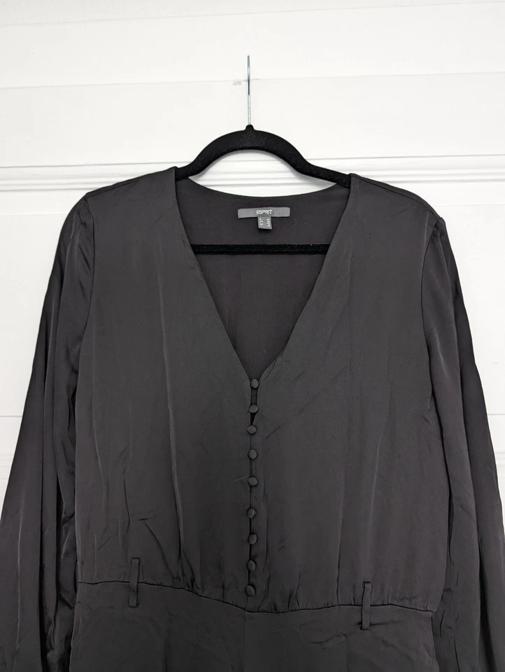 Esprit Jumpsuit Schwarz Langärmlig Gr. 36 S Mit Knöpfen - Bild 3 von 4
