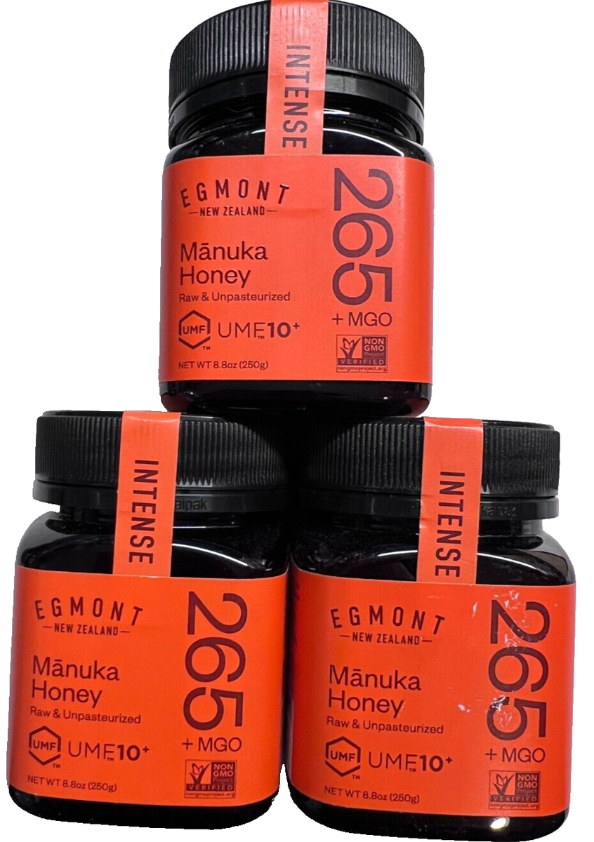MANUKA HONEY Egmont New Zealand #3 JARS, MGO 265+ UMF 10+ 8.8 oz