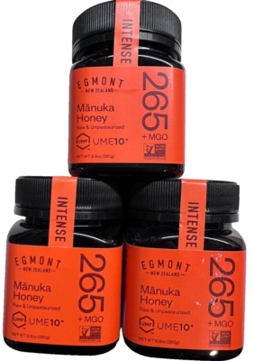 MANUKA HONEY Egmont New Zealand #3 JARS,  MGO 265+ UMF 10+ 8.8 oz FREE SHIPPING