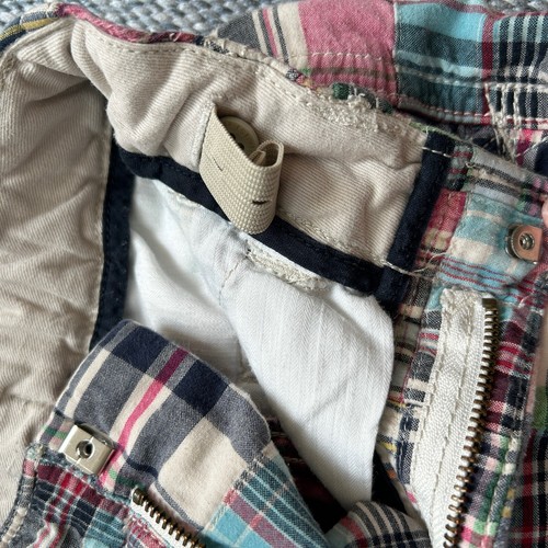 GAP Boys Madras Plaid Cargo Shorts Size 6 Adjustable Patchwork Preppy Y2K - Picture 9 of 19