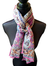 Etro Scarf Colorful Purple Blue Wool Silk Etro Print Oblong 35 NWT