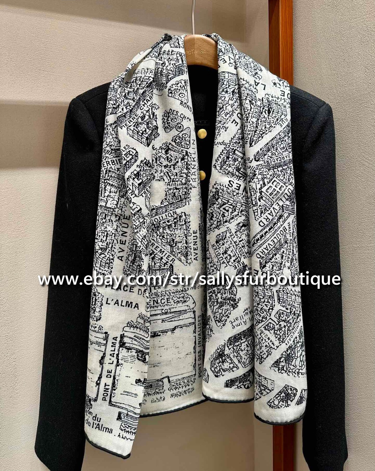 Sallys Boutique 70 Cashmere 30 Silk Map Print Wrap Scarf Shawl 53 Inches