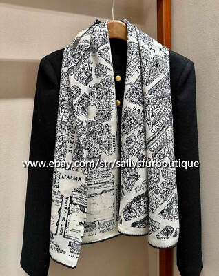 Sallys Boutique 70% Cashmere 30% Silk Wrap Scarf Map Street Print Shawl 53''