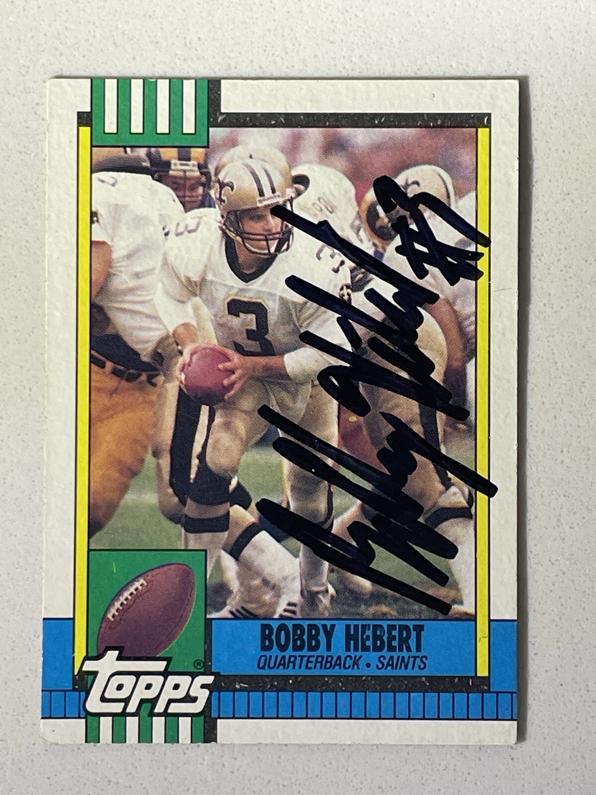 1990 Topps Bobby Hebert  New Orleans Saints #237  & #44 Upper Deck Mint AUTO 🔥