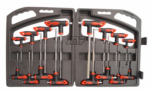 JUEGO DE LLAVES HEXAGONALES ALLEN Y TORX CON MANGO EN T  DESTORNILLADORES 16 PZS