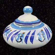 Hand Made Tonala Talavera Mexico Folk Art Pottery Covered Dish Trinket With Lid