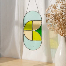Geometric Stained Glass, Stained Glass Decor, Window Hanging, Glass Art