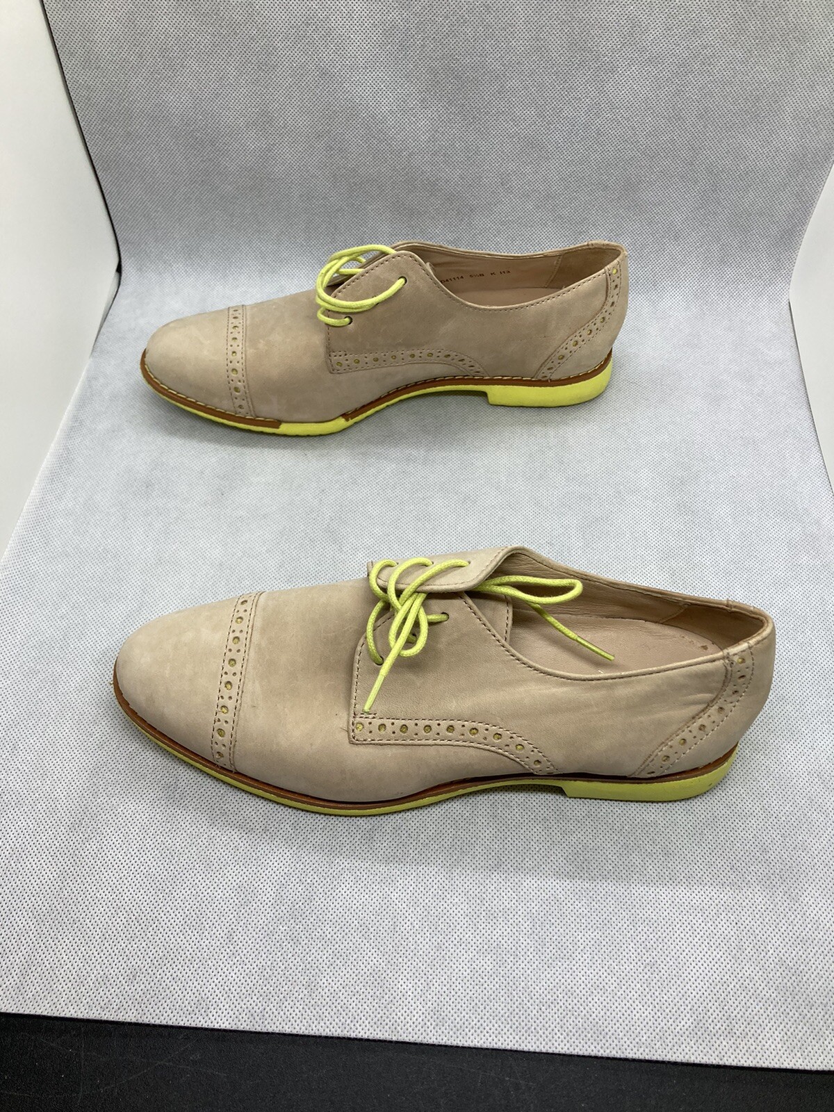SAOLA Scarpa Cole Haan Gramercy Sandstone Lime Oxford da donna 5 1 2B punta alare punta alare