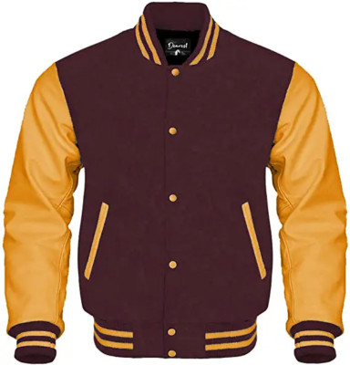 Unisex Leather Varsity Jacket Letterman Baseball Basketball Sports College Wool