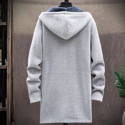Fleece Jacket Knitted Casual Hoodies Cardigan Coat Mens Patchwork