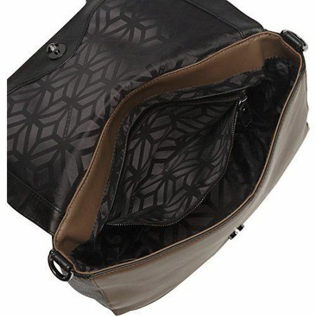 NUEVO CON ETIQUETAS BANDOLERA TRINTA TURK PARA MUJER OSCURA Y TORMENTOSA PLEGABLE SOLAPA CUERO MARRÓN - Imagen 3 de 4