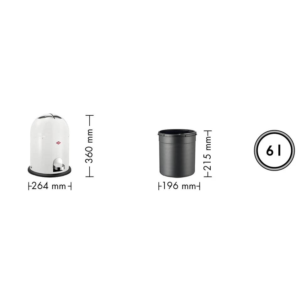 Wesco Mülleimer Abfalleimer Mini Master 6 Liter Eimer Badeimer Edelstahl Retro - Bild 3 von 4