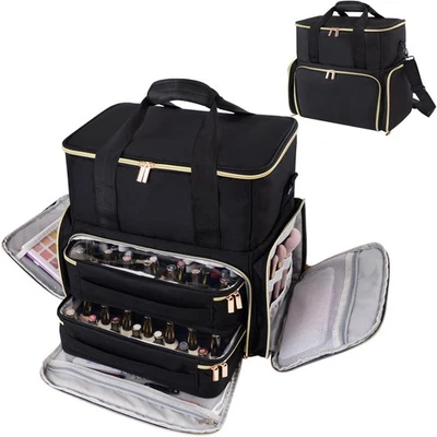 IGADGITZ HOME Large Nail Polish Varnish Organiser Manicure Carry Case UV Lamp Bag Storage