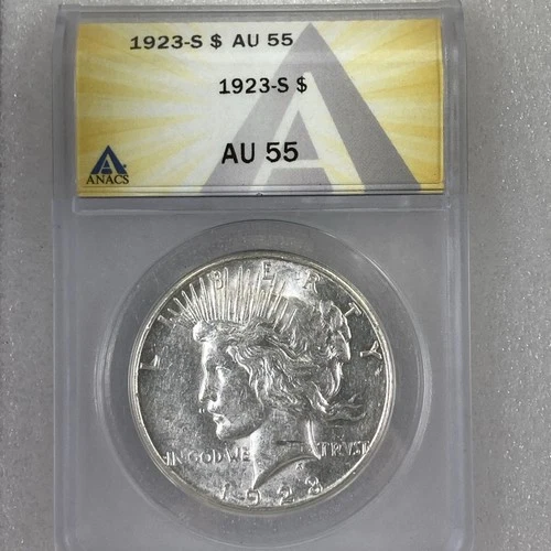 1923 S Peace Silver Dollar ANACS AU55 San Francisco